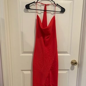 Cushnie Red Halter Sleeveless MIDI Slip Dress